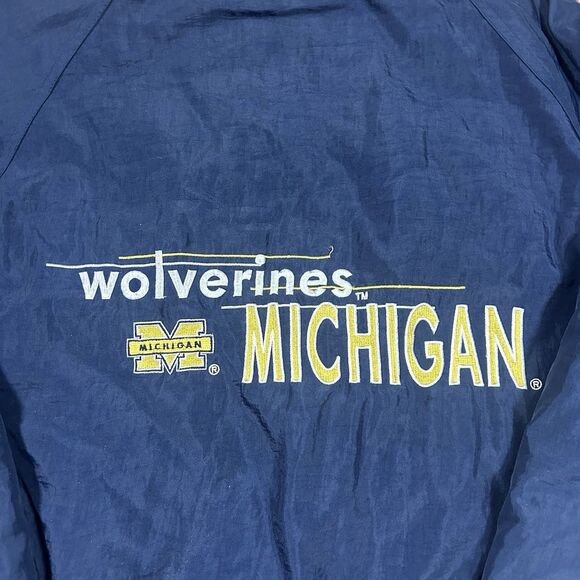 Vintage Michigan Wolverines LOGO 7 Puffer Jacket Men’s XL Full Zip 90s Blue - Picture 9 of 11